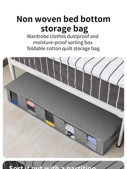 Foldable Underbed Storage Organizer with Large Adjustable Compartments for Clothes, Shoes, Blankets, and Toys