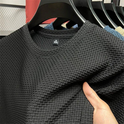 Men's Summer Ice Silk Mesh T-shirt – Lightweight Short Sleeve Breathable Tee, 2025 Solid Color Casual Top