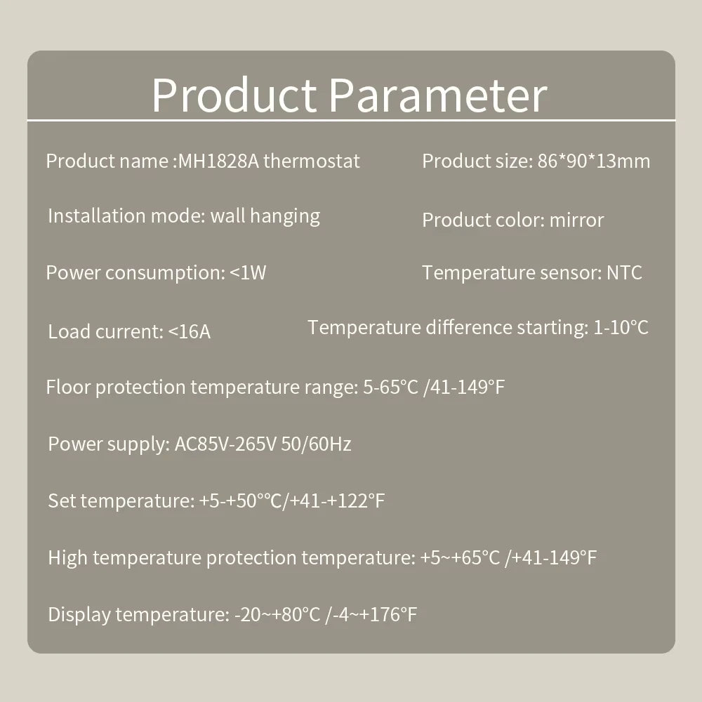 Smart LCD Touchscreen Thermostat 16A Temperature Controller for Electric Floor Heating Systems