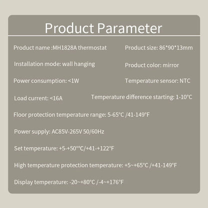Smart LCD Touchscreen Thermostat 16A Temperature Controller for Electric Floor Heating Systems