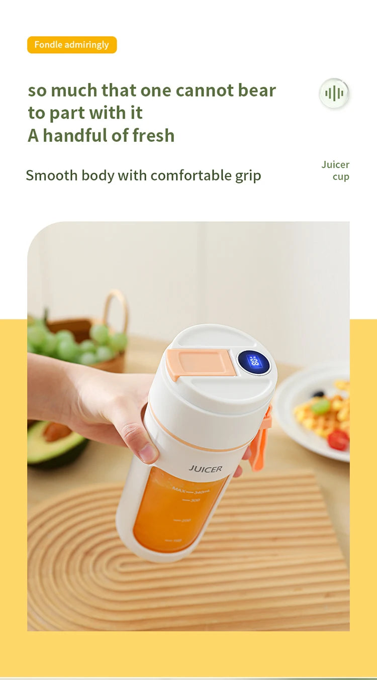 Mini Portable Electric Juicer Blender – Multifunctional Fruit Extractor with 6 Blades and 1200mAh Battery for Smoothies and Mixing