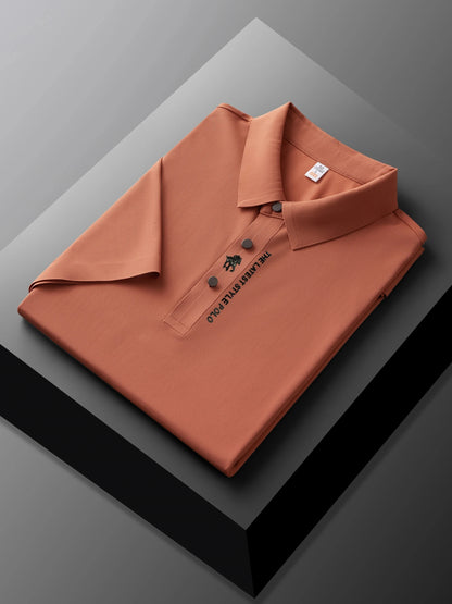 Men's Premium Printed Polo Shirt – Short Sleeve, Seamless Ice Silk, Breathable Golf & Business Casual Summer Tee