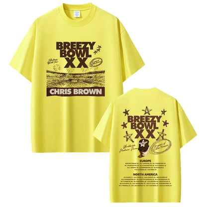Chris Brown Breezy Bowl XX 2025 Tour Vintage Cotton T-Shirt for Men & Women – Casual Summer Hip Hop Oversized Tee