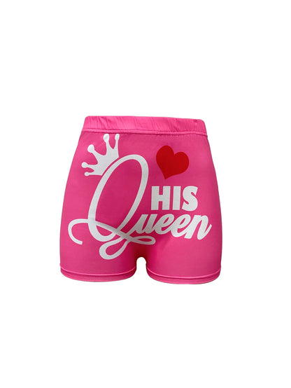 1890 Women's Summer Sports Shorts – European &amp; American Style | Love Letter Print | Sexy Yoga &amp; Fitness Wear