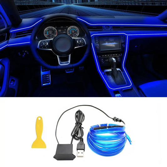 5M LED Car Interior Ambient Light Strip – Flexible Neon USB Decorative Wire for DIY Auto Styling &amp; Party Use