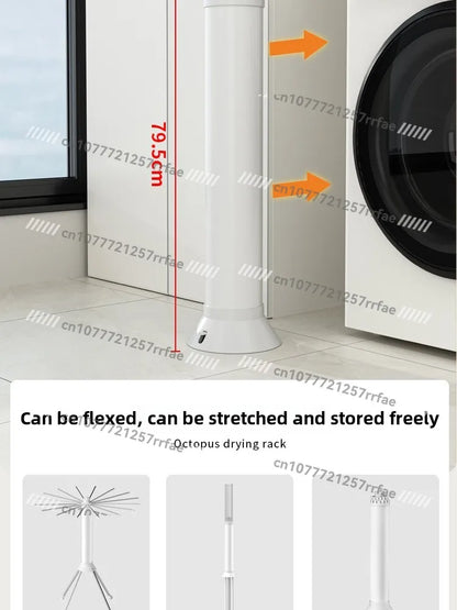 Foldable Octopus Drying Rack – No-Drill Retractable Removable Hanger for Balcony & Indoor Use
