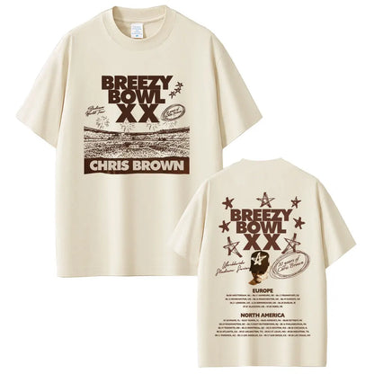 Chris Brown Breezy Bowl XX 2025 Tour Vintage Cotton T-Shirt for Men & Women – Casual Summer Hip Hop Oversized Tee
