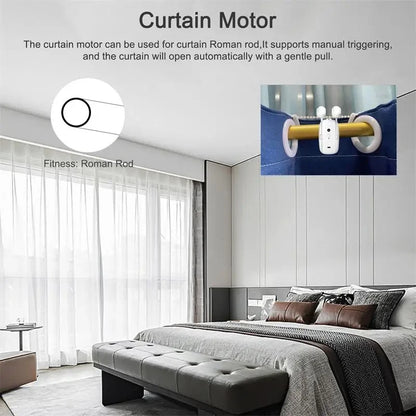 Smart WiFi/Bluetooth Curtain Opener – Automatic Electric Curtain Robot for Roman Rod & Track with Remote App Control