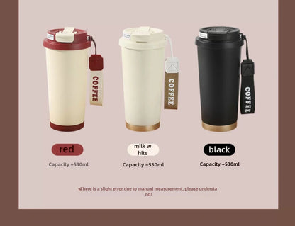 530ml Travel Coffee Mug – Reusable with Seal Lid, Stainless Steel & Ceramic Liner, Perfect for On-the-Go Coffee