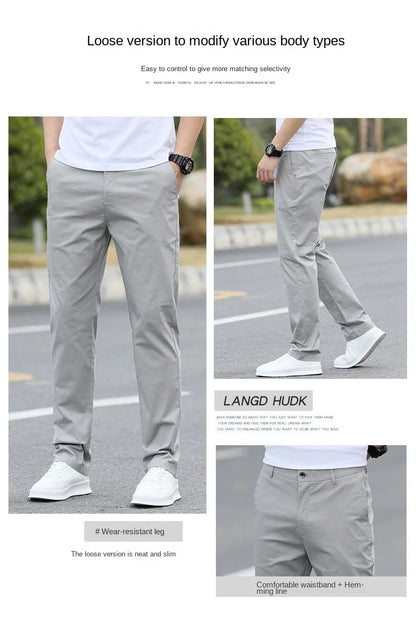 Men's Premium Cotton Chino Pants – Breathable Straight-Leg Casual Trousers (Waist Sizes 28 to 40)