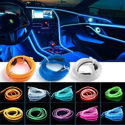 1M/3M/5M Flexible EL Neon Strip Light for Car Interior Decoration USB-Powered Ambient and Party LED Lighting for DIY Auto Styling &nbsp;