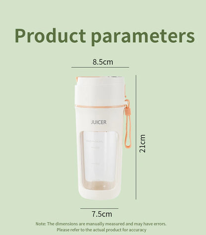 Mini Portable Electric Juicer Blender – Multifunctional Fruit Extractor with 6 Blades and 1200mAh Battery for Smoothies and Mixing