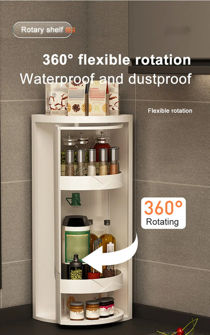 Adjustable Rotating Kitchen Shelf – Multi-Layer Spice Rack & Bottle Organizer for Corner Storage