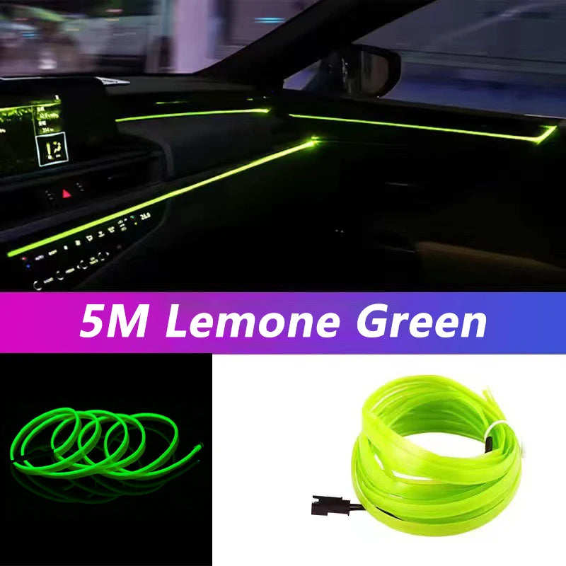 5M LED Car Interior Ambient Light Strip – Flexible Neon USB Decorative Wire for DIY Auto Styling &amp; Party Use