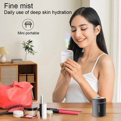 180ml USB Mini Air Humidifier &amp; Essential Oil Diffuser – LED Cool Mist Sprayer for Car, Home, Bedroom, or Office