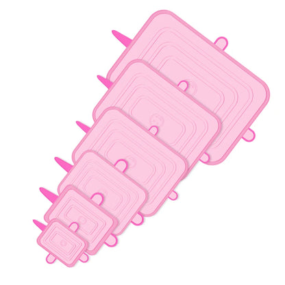 6PCS Square Silicone Stretch Lids – Reusable Elastic Food Covers for Fresh Sealing and Kitchen Use