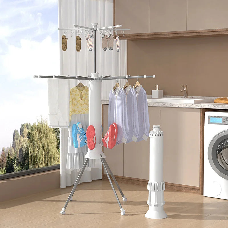 Foldable Octopus Drying Rack – No-Drill Retractable Removable Hanger for Balcony & Indoor Use