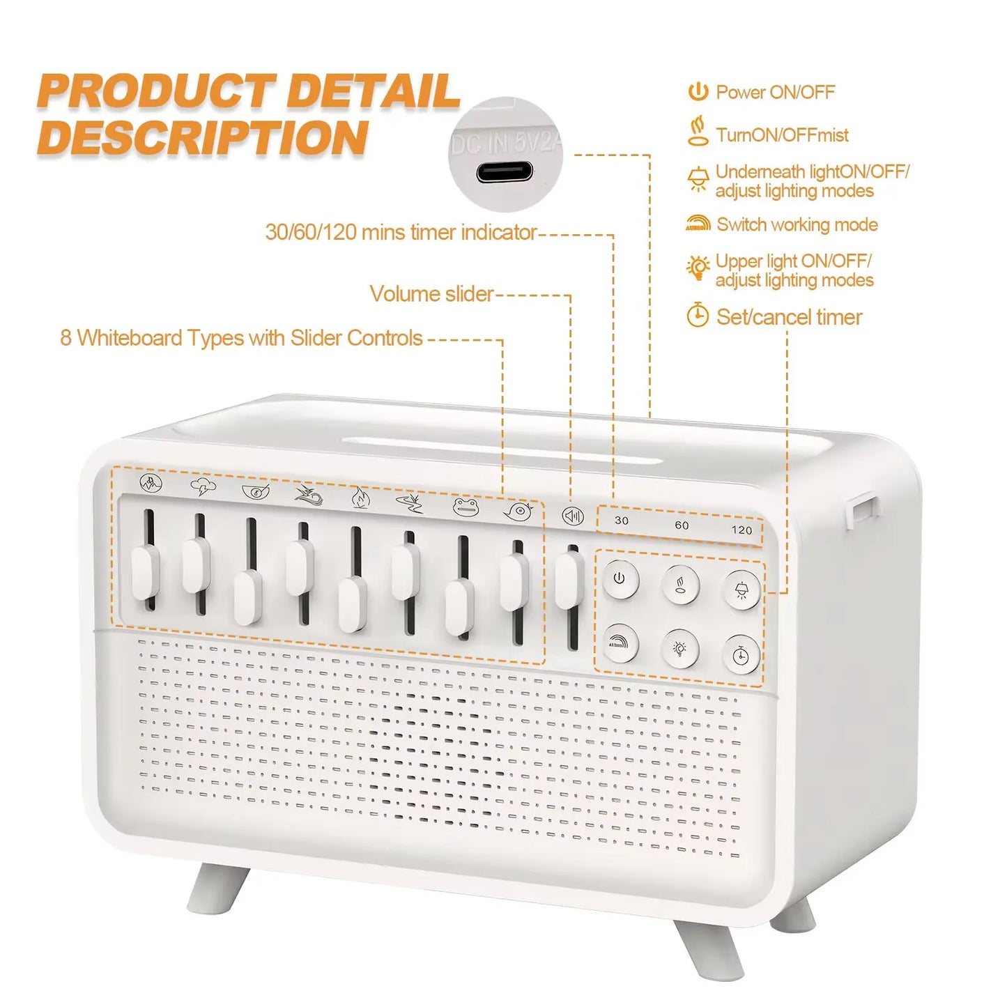 White Noise Sound Machine &amp; Essential Oil Diffuser with Bluetooth Speaker and Night Light – Ideal for Sleep, Relaxation, and Meditation