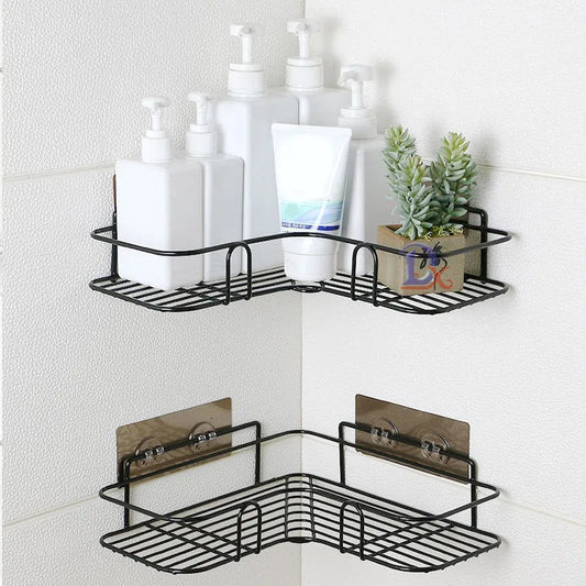 Corner Iron Bathroom Shelf Kitchen Organizer Rack Shower Caddy for Shampoo and Accessories Storage