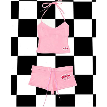 Y2K Style Crop Top with Graphic Letter Print – Grunge Streetwear Harajuku Casual Summer Camisole for Emo Girl Aesthetic, Paired with Sexy Women’s Shorts and Pants