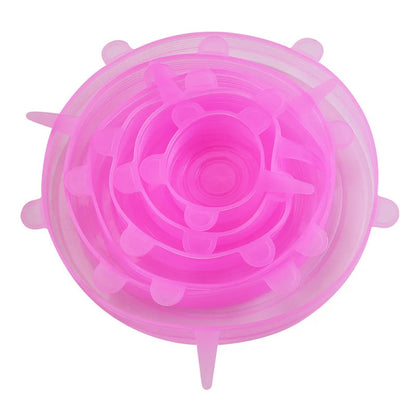 Set of 6 Food-Grade Silicone Stretch Lids – Universal Round Kitchen Covers with Airtight Seal, Reusable and BPA-Free for Food Storage