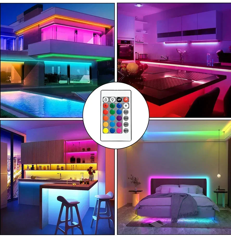 24V RGB USB LED Strip Light with 24-Key IR Remote – Flexible SMD3535 Light Strip for TV Backlighting &amp; Room Decoration