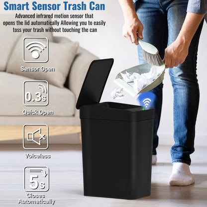 12L Smart Touchless Trash Can – Automatic Motion Sensor Waste Bin with Lid, Waterproof Electric Garbage Bin for Bathroom &amp; Kitchen