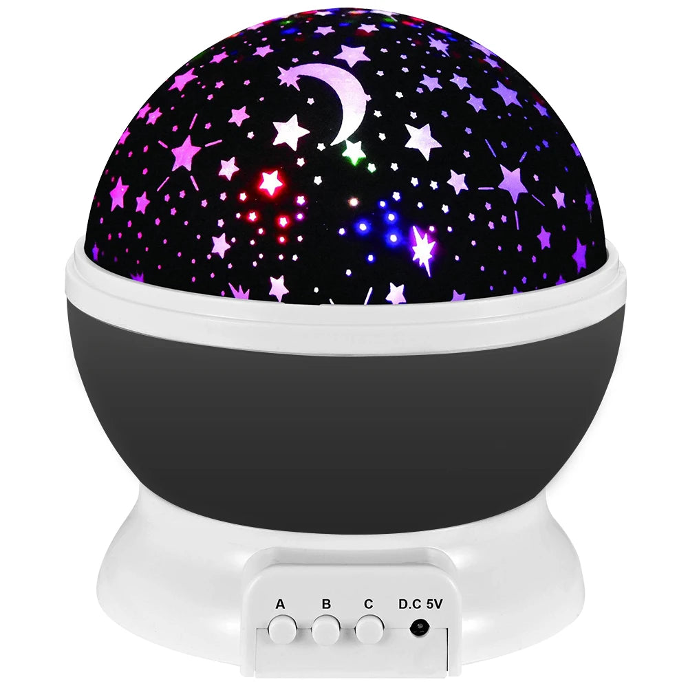 Rotating Starry Sky Night Light Projector – Galaxy Moon Lamp for Baby Nursery, Bedroom Decor &amp; Table Lighting