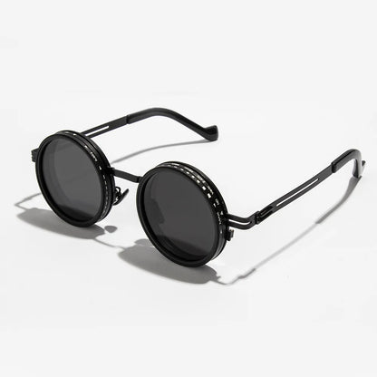 Adjustable Polarized Motorcycle Sunglasses – Round UV400 Punk-Style Eyewear for Men & Women, ND9 Light Dimming Sun Glasses