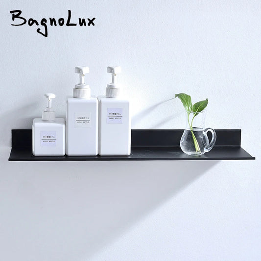 Matte Black Wall-Mounted Shelf – Modern Bathroom & Kitchen Storage Rack (30-50cm) – Shower Organizer Wholesale Promotion
