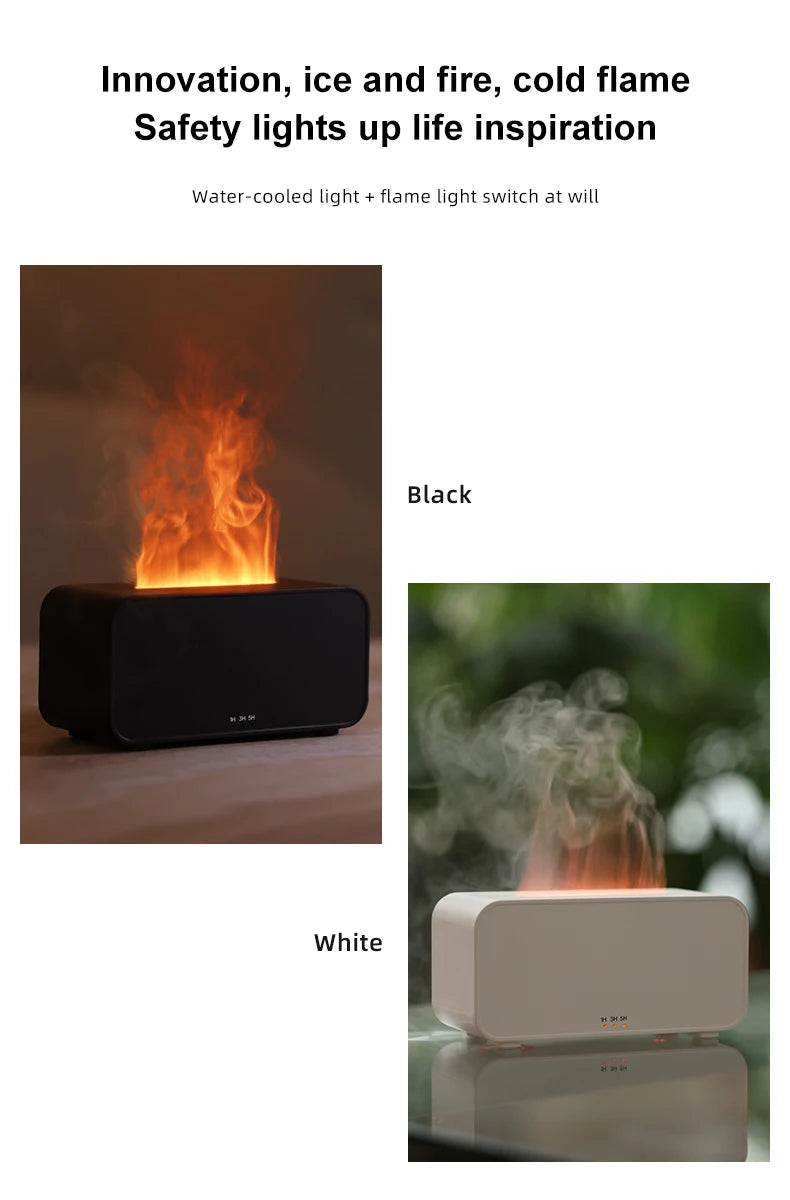 USB Flame Effect Humidifier with Aromatherapy – 7-Color LED Night Light, Low Noise, Essential Oil Diffuser for Multi-Scene Use &nbsp;