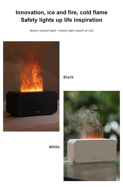 USB Flame Effect Humidifier with Aromatherapy – 7-Color LED Night Light, Low Noise, Essential Oil Diffuser for Multi-Scene Use &nbsp;