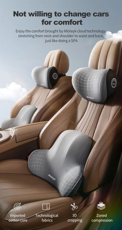 Universal Memory Foam Neck & Lumbar Support Cushion – Ergonomic Car Seat Pillow for Comfort & Posture