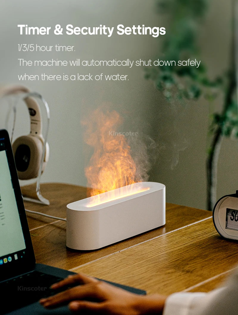 Colorful Flame Effect Aroma Diffuser with Ultrasonic Cool Mist Humidifier and Essential Oil Timer