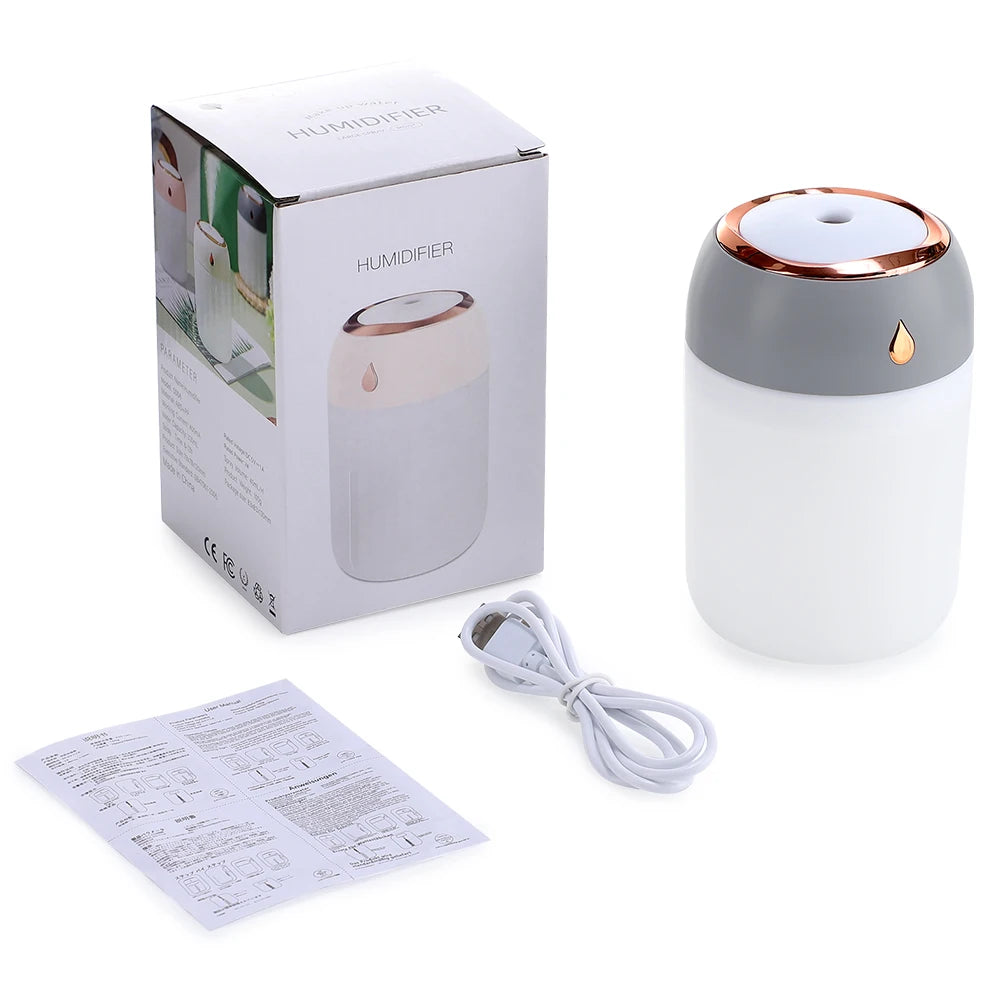 Mini USB Portable Air Humidifier with Aroma Diffuser, LED Cool Light, 330ml Mist Purifier for Room, Home, Car, and Plants
