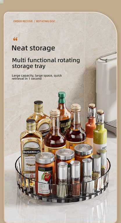 360° Rotatable Non-Slip Storage Rack for Kitchen and Bathroom — Spice, Cosmetic, and Cabinet Organizer Tray