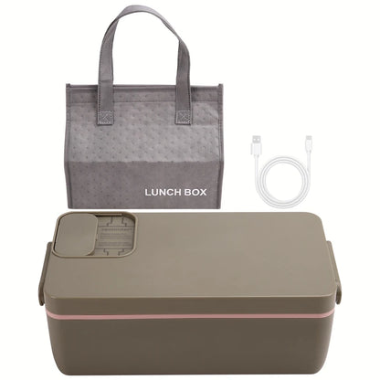Cordless Electric Heated Lunch Box – 1L Rechargeable Self-Heating Food Container with 304 Stainless Steel Inner