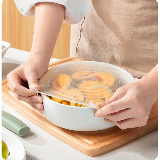 6 Pieces Food-Grade Silicone Stretch Lids – Reusable Airtight Universal Round Covers for Kitchen Use