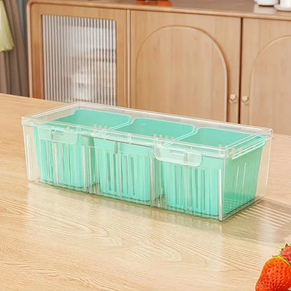 1 Set Transparent Square Food Storage Containers with Compartments – Ideal for Refrigerator Organization of Salad, Fruits, Vegetables &amp; Condiments
