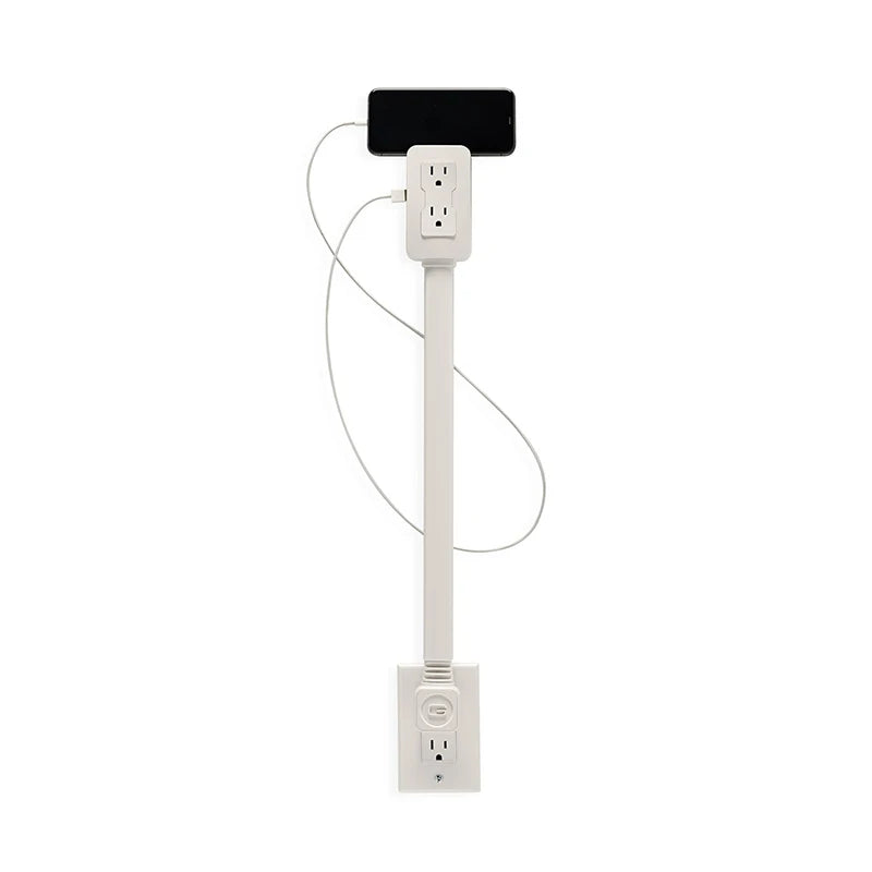 New 1-Piece Power Socket Extender with 2 Outlets, 180° Rotatable and Stretchable Length, Punch-Free Power Strip Extension Cord