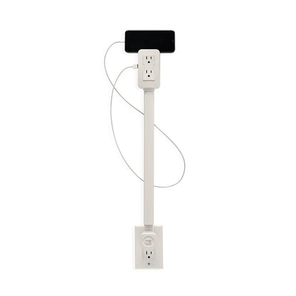 New 1-Piece Power Socket Extender with 2 Outlets, 180° Rotatable and Stretchable Length, Punch-Free Power Strip Extension Cord