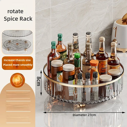 360° Rotatable Non-Slip Storage Rack for Kitchen and Bathroom — Spice, Cosmetic, and Cabinet Organizer Tray