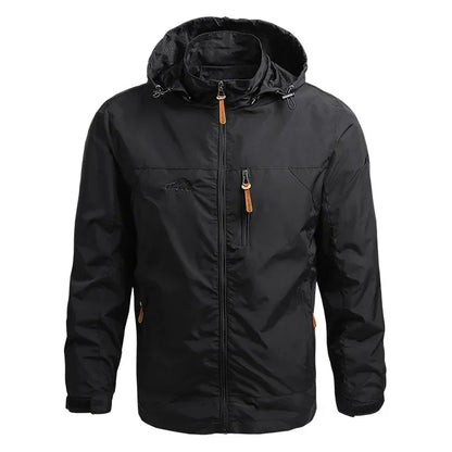 Men's Waterproof Hooded Windbreaker – Casual Outdoor Jacket for Hiking, Camping, and Fishing
