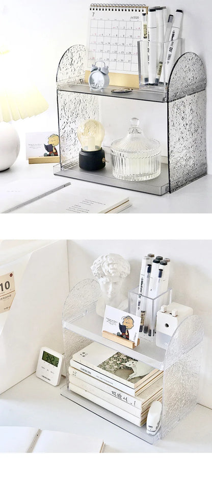 Clear Acrylic Makeup Organizer – Double-Layer Lipstick & Skincare Storage Box, Desktop Display Rack