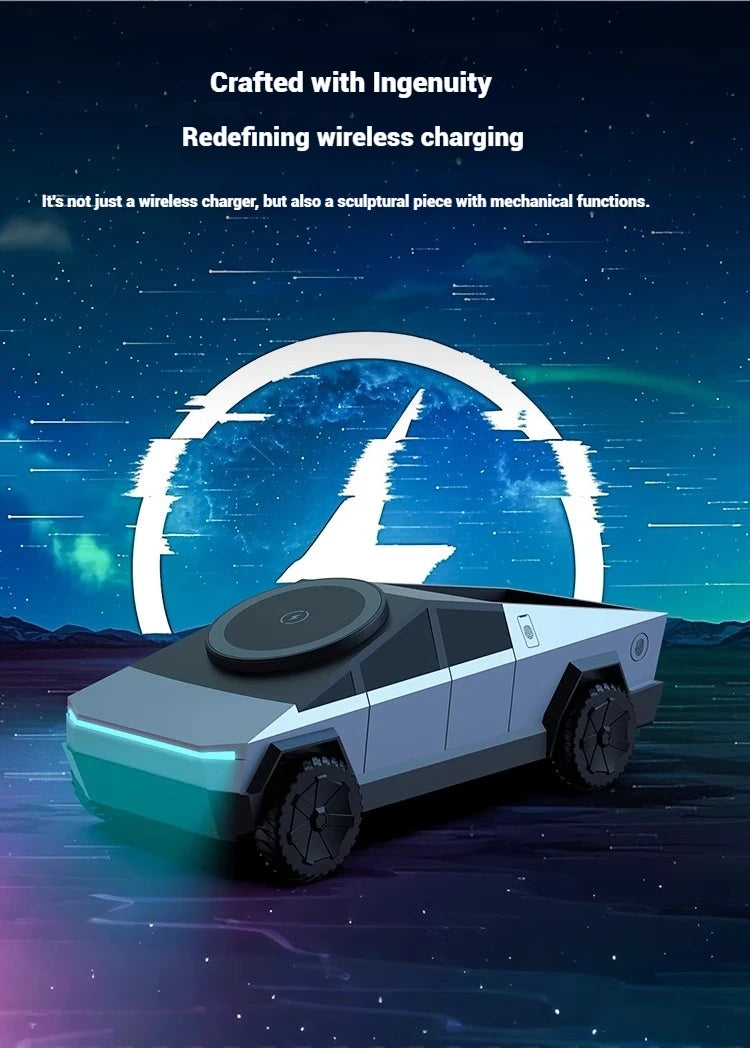 Cybertruck-Inspired 3-in-1 Qi2 Wireless Charging Station for iPhone, Apple Watch & AirPods