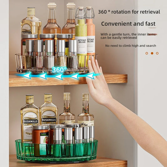 360° Rotatable Non-Slip Storage Rack for Kitchen and Bathroom — Spice, Cosmetic, and Cabinet Organizer Tray