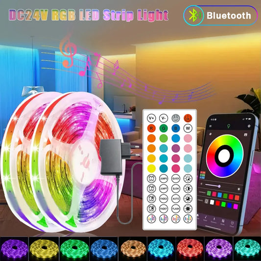 RGB LED Strip Lights 10m/20m/30m – Music Sync Flexible Light Tape for Room, TV, Party, and Home Decor &nbsp;
