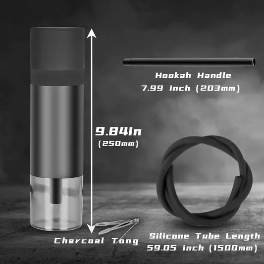 Portable Car Hookah Set with Ceramic Bowl, Acrylic Shisha Pipe & Hose – Travel-Friendly Chicha Smoking Accessory
