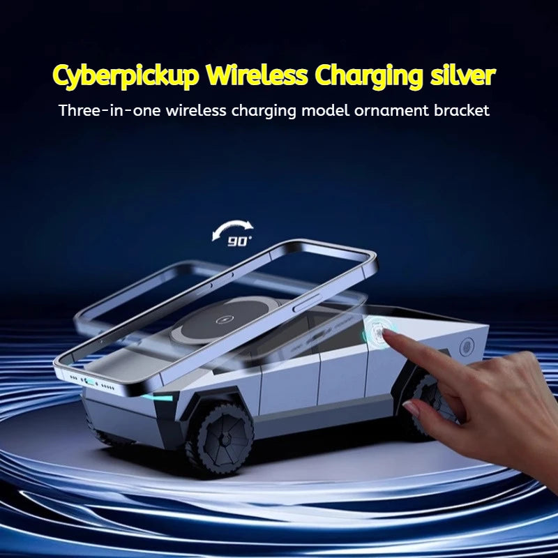 Cybertruck-Inspired 3-in-1 Qi2 Wireless Charging Station for iPhone, Apple Watch & AirPods