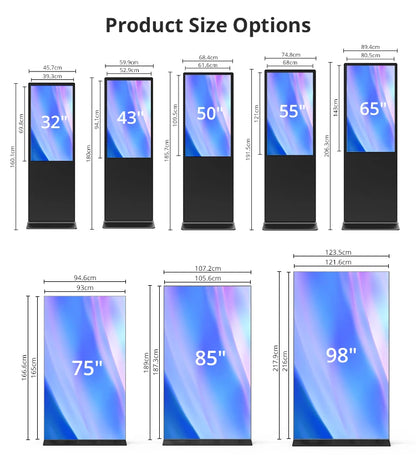 43"/55"/65"/75" Floor-Mounted 4K Ultra HD Vertical Touchscreen Advertising Display with WiFi and CMS Software – Indoor LCD Digital Signage Totem
